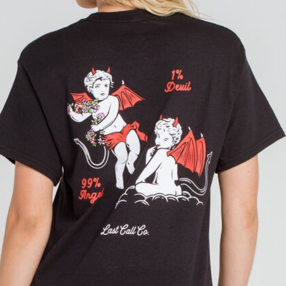 LAST CALL CO. Devil & Angel Womens Tee 100% cotton small - Picture 1 of 2
